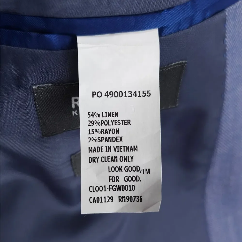 Kenneth Cole Reaction Mens Modern Fit Sport Coat 38R Light Blue Stretch Linen